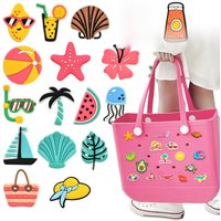 18pcs Lovely Bogg Bags Accessories Rubber Summer Decoration Women Beach Bag Tote Handbag Random Pairing Decorative Buckles Inser