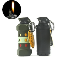 Windproof Mini Grenade Keychain Inflatable Lighter Grinding Wheel Open Flame Bomb Lighter Cigarette Accessories Men's Gift