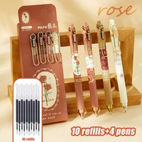 14Pcs Retractable Gel Pens Set 0.5mm Black Ink with 10 Refills Quick Dry Smooth Writing Pen School Office Stationery