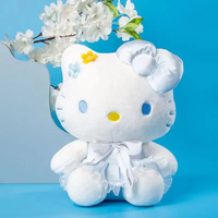 Genuine Anime Sanrio Hello Kitty Blue Flowers KT Cat Stuffed Plush Toys Plushies Throw Pillow Dolls Birthday Gift For Kid GIrl