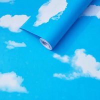 PVC Blue Sky Clouds Wallpaper - Self-Adhesive 3D Peel and Stick Wallpaper, Waterproof Removable for Bedroom Nursery Ceiling