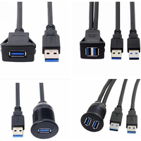 USB 3.0 Waterproof Flush Mount USB Dock Adapter Dashboard Pan Port Male To Female Extension Cable For Car Motorcycle Dropship