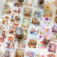 Yoofun 5x200cm Creative Flower PET Tape for Collage Junk Journal Scrapbooking diy Floral Card Palnner diy Masking Tape Stickers