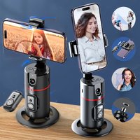 P02 360 Rotation Gimbal Stabilizer, Follow-up Selfie Desktop Face Tracking Gimbal for Tiktok Smartphone Live,with Remote Shutter