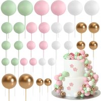 20Pcs Happy Birthday Cake Gold And Silver Foam Ball Wedding Party Birthday Cake Anniversary Party Decor DIY Christmas Decoration