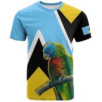 Saint Lucia Flag T-Shirt For Men 3D Printed Coat Of Arms Sports T Shirt Round Neck Short Sleeves Casual Oversized Tee Shirts