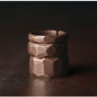 Ensemble de bagues en cuivre massif sculpté à la main, processus Vintage martelé, taille en cuivre pur réglable, rétro Punk, accessoires de rue pour femmes