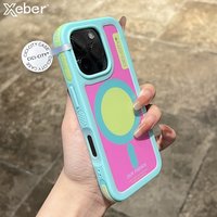 Candy Contrast Color Magnetic For Magsafe Wireless Charging Case For iPhone 17 14 15 16 Pro Max Soft Silicone Shockproof Cover