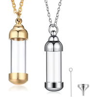 Stainless Steel Tube Acryli Cremation Jewelry Urn Necklace for Ashes Openable Container Vial Tube Pendant Necklace Jewelry Gift