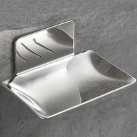 304 Stainless Steel Soap Dishes Self-adhesive Wall Mounted Bathroom Soap Holder Rustproof No Drilling Soap Sponge Tray