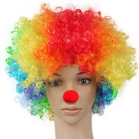 Rainbow Clown Wig Synthetic Fluffy Afro Curly Hair Wigs For Halloween Cosplay Costume Party Funny Wigs