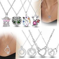 Necklace 925 Sterling Silver Butterfly Love Heart Bear Classic Simple Adjustable Necklace For Women Girl Fashion Jewelry Gifts
