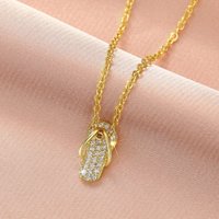 Huitan Chic Flip Flops Shaped Pendant Necklace for Women Bling Crystal CZ Funny Summer Girls Neck Accessories Statement Jewelry