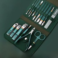 Ouriner 12/16pcs set Nail Cutter Set Stainless Steel Nail Clippers Set With Folding Bag Manicure Cutter Kits Scissors Tool
