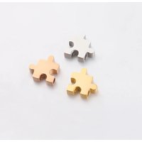 10MM Stainless Steel Jigsaw Puzzle Beads Necklace Bracelet Fashion Accessories Charms Space Beads Components DIY Jewelry Making