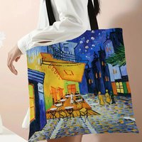 Van Gogh Series Linen Bag Oil Painting Starry Night Flower Handbag Light weight Shoulder Bag High Capacity Eco Shopping Bags