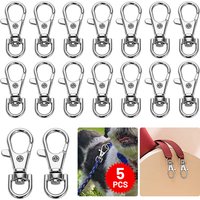 5PCS Lobster Swivel Clasp D Ring Key Ring Keychain Lanyard Finding Silver Tone