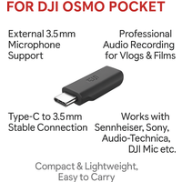 For DJI Osmo Pocket Audio Adapter Type-C to 3.5mm Microphone Converter Accessory
