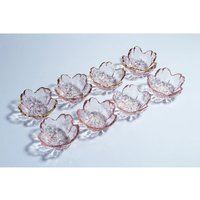 Small Glass Dish Nordic Style Gold Inlay Glass Sauce Bowl Mini Japanese Cherry Blossom Seasoning Plate For Ice Cream Fruit Salad