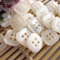 100pcs 12mm 4 holes high quality double layer trimming white square pearlescent shirt buttons for sewing clothing material store