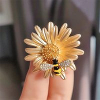 sunflower flower honeybee Brooches insect animal bee Pins Enamel Badges Office Party Friend Gifts Accessories
