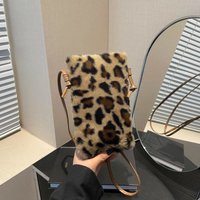 Fashion Women Cow Print Mini Shoulder Bags Female Winter Plush Underarm Bags Leopard Zebra Pattern Fluffy Tote Bags Small Purses