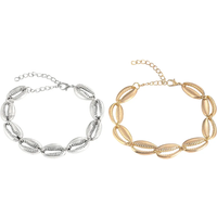 Bohemian Alloy Sea Shell Beads Bracelet for Women Adjustable Rope Bangle Ocean Wristband Statement Summer Beach Jewelry Gifts