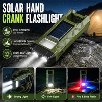 Multifunction LED Flashlights with Solar Hand Cranks USB Charging Portable Device for Outdoor Activity & Home Safety