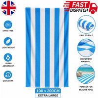 Sand Free Extra Large Beach Towel 100x200cm Quick Dry Microfiber Kabana Stripe Towel for Swimming Travel and Outdoor Use