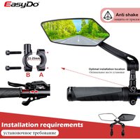 EasyDo Bicycle Handlebar Rear View Mirror Electric Scooter Mirror Bike Wide Range Back Sight Reflector For bicycle Accessories