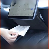 Car Hidden Tissue Holder Box for Tesla Model 3 Y Armrest Seat Back Napkin Center Console Flocking Storage Bag Auto Accessories