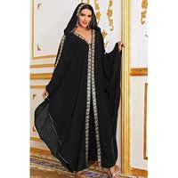Customized Abaya Morocco Kaftan Dubai Hooded Maxi Dress Bat Sleeve Farasha Kaftan Muslim Women African Open Kimono Boubou Evenin