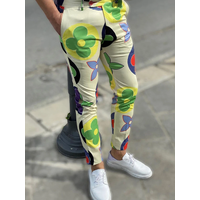 Spring Retro Pattern Print Straight Long Pants Men Casual Business Mid Waist Zipper Suit Trousers Mens Autumn Fashion Streetwear