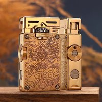 CHIEF High-end Luxury Retro Kerosene Lighter Windproof Side Sliding Wheel Exquisite Relief Tangcao Line High-end Men