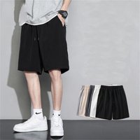 Summer Men Sweatpants Casual Loose Shorts Men's Beach Shorts Trousers Solid Color Drawstring Basketball Pants Sportswear Men