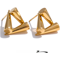 Yhpup Stainless Steel Triangle Geometry Unusual Stud Earrings Rust Proof Metal 18K PVD Plated Trendy Daily Jewelry Bijoux