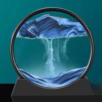 7/12" 3D Moving Sand Art Picture Ornaments Round Glass Deep Sea Sandscape Flowing Sand Craft Decoration Exquisite Festival Gifts