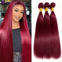 Color #99J Bundles Human Hair Burgundy Straight Bundles Brazilian Virgin Hair Wine Red Straight Human Hair Extensions 3 Bundles