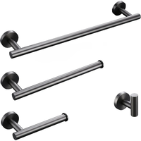 Stainless Steel Bathroom Accessories Hardware Set Towel Rack Toilet Roll Paper Holder Bar Hanger Hook Brushed Gunmetal Grey
