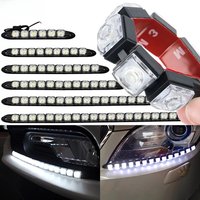 1pcs DRL COB White Flexible 6/9/10/12/16/20led Fog Light DayTime Running signal Lamp Waterproof ultra Bright LED Car Styling 12V