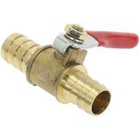 red handle small Valves 6mm 8mm 10mm 12mm Hose Barb Inline Brass Water Oil Air Gas Fuel Line Shutoff Ball Valve Pipe Fittings