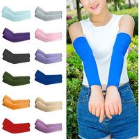 AliExpress YJSFG HOUSE 1 Pair Long Ice Silk Uv Solar Arm Sleeves Summer Solar Protection Cuff For Women Men Thin Cycling Hand Sleeves Diy Accessories