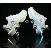 2023 New Dual-purpose Roller Skating Deformation Shoes Double Row Roller Skating Shoes Modified Version Four-wheel Running Shoes