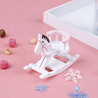 1:12 dollhouse miniature white wooden rocking horse chair furniture toys