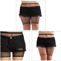 Women's Large Size Fishnet Shorts High Waist See Through Mesh Short Leggings Tights for Parties Dates and Daily Wear Y166