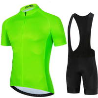 AliExpress Fluorescent Green 2024 Solid color Men Short Sleeve Cycling Jersey Suits MTB Racing Bike Clothes Summer Bicycle Cycling Clothing