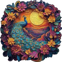 Wooden Puzzle for Adults -A wreath peacock Puzzle, Unique Shape Wooden Jigsaw Puzzles, Modern Art Home Decor, Good Gift Idea