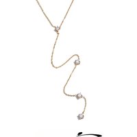 Yhpup Delicate Stainless Steel Cubic Zirconia Link Chain Long Drop Necklace for Women Party Gift Charm Sexy Jewelry Wholesale