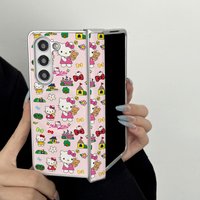 New Cute Pink Women's Full Screen HelloKitty Suitable for Samsung Galaxy Z Folding 7/6/5/4 W26 All Inclusive Leather Magnetic Sh