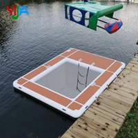 US Stock Inflatable Floating Swimming Pool Inflatable Dock Floating Platform 13x10ft Inflatable Sea Pool with Net for Yacht Boat